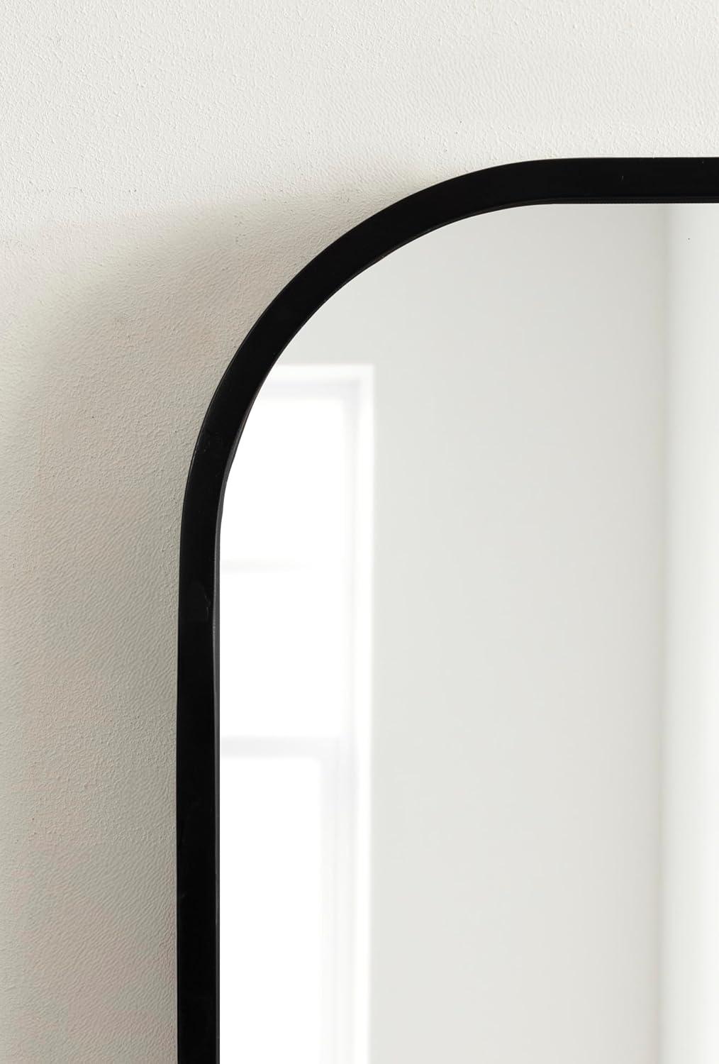 imageKate and Laurel Travis Modern Arched Wall Mirror 20 x 30 White Decorative Arch Bathroom Mirror for Over Sink or for Use as Living Room Wall Decor AccentBlack