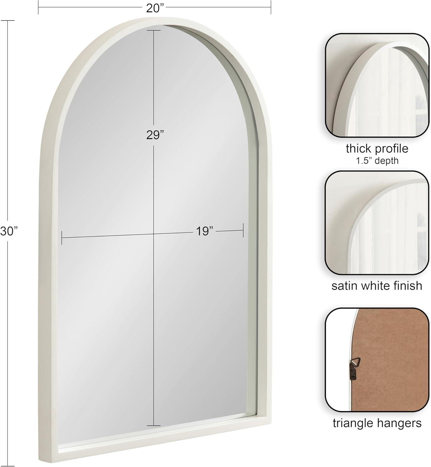 imageKate and Laurel Travis Modern Arched Wall Mirror 20 x 30 White Decorative Arch Bathroom Mirror for Over Sink or for Use as Living Room Wall Decor AccentWhite