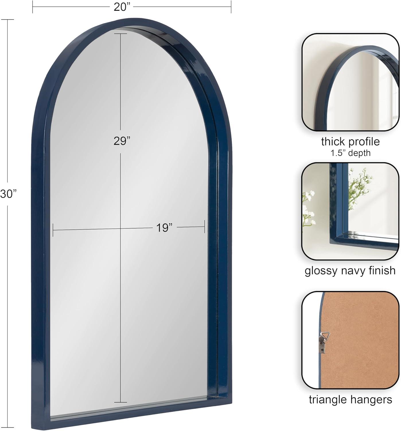 imageKate and Laurel Travis Modern Arched Wall Mirror 20 x 30 White Decorative Arch Bathroom Mirror for Over Sink or for Use as Living Room Wall Decor AccentNavy Blue