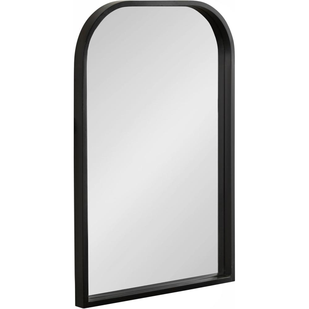 imageKate and Laurel Travis Modern Arched Wall Mirror 20 x 30 White Decorative Arch Bathroom Mirror for Over Sink or for Use as Living Room Wall Decor AccentBlack