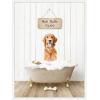 imageKate and Laurel Amber Retriever in Farmhouse Hot Bath Framed Canvas Wall Art by Amy Peterson 18 x 24 Sylvie White Whimsical Animals Humor Art for Wall Decor Living Room Bedroom