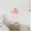 imageKate and Laurel Beach Lifeguard Tower Pastels Framed Canvas Wall Art by Honey Island Studio 18 x 24 Sylvie White Coastal Beach Art for Wall Decor Living Room Bedroom