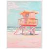 imageKate and Laurel Beach Lifeguard Tower Pastels Framed Canvas Wall Art by Honey Island Studio 18 x 24 Sylvie White Coastal Beach Art for Wall Decor Living Room Bedroom