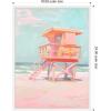 imageKate and Laurel Beach Lifeguard Tower Pastels Framed Canvas Wall Art by Honey Island Studio 18 x 24 Sylvie White Coastal Beach Art for Wall Decor Living Room Bedroom