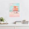 imageKate and Laurel Beach Lifeguard Tower Pastels Framed Canvas Wall Art by Honey Island Studio 18 x 24 Sylvie White Coastal Beach Art for Wall Decor Living Room Bedroom