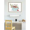 imageKate and Laurel Blue Woven With Florals Basket Framed Canvas Wall Art by Patricia Shaw 24 x 18 Sylvie Beaded Rustic Natural Bohemian Still Life Nature Art for Wall Decor Living Room Bedroom