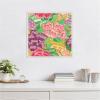 imageKate and Laurel Bright Framed Canvas Wall Art by Carrie Cantwell 22 x 22 Sylvie Beaded White Bohemian Flowers Nature Art for Wall Decor Living Room Bedroom