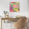 imageKate and Laurel Bright Framed Canvas Wall Art by Carrie Cantwell 22 x 22 Sylvie Beaded White Bohemian Flowers Nature Art for Wall Decor Living Room Bedroom