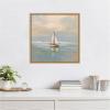imageKate and Laurel Calm Pastel Sailboat Landscape Framed Canvas Wall Art by The Creative Bunch Studio 22 x 22 Sylvie Natural Coastal Beach Landscapes Art for Wall Decor Living Room Bedroom