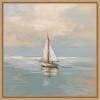 imageKate and Laurel Calm Pastel Sailboat Landscape Framed Canvas Wall Art by The Creative Bunch Studio 22 x 22 Sylvie Natural Coastal Beach Landscapes Art for Wall Decor Living Room Bedroom