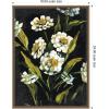 imageKate and Laurel Moody Floral 1 Framed Canvas Wall Art by Annie Quigley 18 x 24 Sylvie Beaded Dark Gold Bohemian Flowers Nature Art for Wall Decor Living Room Bedroom
