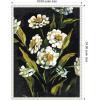 imageKate and Laurel Moody Floral 1 Framed Canvas Wall Art by Annie Quigley 18 x 24 Sylvie Beaded White Bohemian Flowers Nature Art for Wall Decor Living Room Bedroom