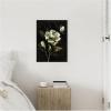 imageKate and Laurel Moody Floral 2 Framed Canvas Wall Art by Annie Quigley 18 x 24 Sylvie Beaded White Modern Flowers Nature Art for Wall Decor Living Room Bedroom