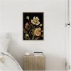 imageKate and Laurel Moody Floral 5 Framed Canvas Wall Art by Annie Quigley 18 x 24 Sylvie Beaded Dark Gold Farmhouse Flowers Art for Wall Decor Living Room Bedroom