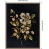 imageKate and Laurel Moody Floral 7 Framed Canvas Wall Art by Annie Quigley 18 x 24 Sylvie Beaded Dark Gold Traditional Flowers Nature Still Life Art for Wall Decor Living Room Bedroom