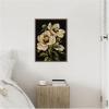 imageKate and Laurel Moody Floral 8 Framed Canvas Wall Art by Annie Quigley 18 x 24 Sylvie Beaded Dark Gold Modern Flowers Nature Art for Wall Decor Living Room Bedroom