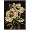 imageKate and Laurel Moody Floral 8 Framed Canvas Wall Art by Annie Quigley 18 x 24 Sylvie Beaded Dark Gold Modern Flowers Nature Art for Wall Decor Living Room Bedroom
