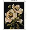 imageKate and Laurel Moody Floral 8 Framed Canvas Wall Art by Annie Quigley 18 x 24 Sylvie Beaded White Modern Flowers Nature Art for Wall Decor Living Room Bedroom
