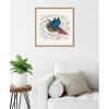 imageKate and Laurel Peace Bird Blue Framed Canvas Wall Art by Carey Copeland 22 x 22 Sylvie Natural Whimsical Animals Nature Art for Wall Decor Living Room Bedroom