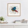imageKate and Laurel Peace Bird Blue Framed Canvas Wall Art by Carey Copeland 22 x 22 Sylvie Natural Whimsical Animals Nature Art for Wall Decor Living Room Bedroom