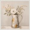 imageKate and Laurel Pitcher with Flowers Boho Country 1 Framed Canvas Wall Art by The Creative Bunch Studio 22 x 22 Sylvie Beaded White Bohemian Still Life Abstract Art for Wall Decor Living Room