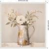 imageKate and Laurel Pitcher with Flowers Boho Country 1 Framed Canvas Wall Art by The Creative Bunch Studio 22 x 22 Sylvie Beaded White Bohemian Still Life Abstract Art for Wall Decor Living Room