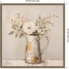 imageKate and Laurel Pitcher with Flowers Boho Country 1 Framed Canvas Wall Art by The Creative Bunch Studio 22 x 22 Sylvie Dark Gold Bohemian Still Life Abstract Art for Wall Decor Living Room