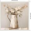 imageKate and Laurel Pitcher with Flowers Boho Country 2 Framed Canvas Wall Art by The Creative Bunch Studio 22 x 22 Sylvie Beaded White Bohemian Still Life Flowers Art for Wall Decor Living Room