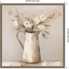 imageKate and Laurel Pitcher with Flowers Boho Country 2 Framed Canvas Wall Art by The Creative Bunch Studio 22 x 22 Sylvie Dark Gold Bohemian Still Life Flowers Art for Wall Decor Living Room Bedroom