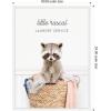 imageKate and Laurel Raccoon Little Rascal Laundry Service Framed Canvas Wall Art by Amy Peterson 18 x 24 Sylvie White Whimsical Animals Laundry Art for Wall Decor Living Room Bedroom