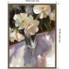 imageKate and Laurel Shadow Dance Framed Canvas Wall Art by Mary Sparrow 18 x 24 Sylvie Beaded Dark Gold Traditional Flowers Still Life Art for Wall Decor Living Room Bedroom
