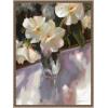 imageKate and Laurel Shadow Dance Framed Canvas Wall Art by Mary Sparrow 18 x 24 Sylvie Beaded Dark Gold Traditional Flowers Still Life Art for Wall Decor Living Room Bedroom