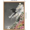 imageKate and Laurel Spring Skiing Framed Canvas Wall Art by Sarah Eisenlohr 18 x 24 Sylvie Natural Black ampamp White Sports Flowers Landscapes Nature Art for Wall Decor Living Room Bedroom
