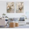 imageKate and Laurel Sylvie Beaded Abstract Botanical Floral Linen Painting 1 and 2 Vintage Framed Canvas Wall Art Set by 2 Piece Set 28x38 Beaded GoldBeaded White