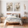 imageKate and Laurel Sylvie Beaded Abstract Botanical Floral Linen Painting 1 and 2 Vintage Framed Canvas Wall Art Set by 2 Piece Set 28x38 Beaded GoldBeaded White