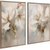 imageKate and Laurel Sylvie Beaded Abstract Botanical Floral Linen Painting 1 and 2 Vintage Framed Canvas Wall Art Set by 2 Piece Set 28x38 Beaded GoldBeaded Gold