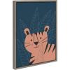 imageKate and Laurel Sylvie Friendly Tiger Portrait Framed Canvas Wall Art by Teju Reval of SnazzyHues 18x24 Gray