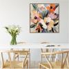 imageKate and Laurel Sylvie Garden Bloom Abstract Bouquet I Framed Canvas Wall Art by The Creative Bunch Studio 30 x 30 Beaded Gold Modern Contemporary Abstract Flowers Nature Decor Living Room