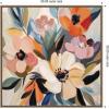 imageKate and Laurel Sylvie Garden Bloom Abstract Bouquet I Framed Canvas Wall Art by The Creative Bunch Studio 30 x 30 Beaded Gold Modern Contemporary Abstract Flowers Nature Decor Living Room