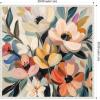 imageKate and Laurel Sylvie Garden Bloom Abstract Bouquet II Framed Canvas Wall Art by The Creative Bunch Studio 30 x 30 Beaded White Bohemian Boho Flowers Nature Art for Wall Decor Living Room