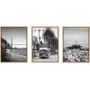 imageKate and Laurel Sylvie San Francisco Black and White Framed Canvas Wall Art Set by Crystal Lynn Collins 3 Piece Set Natural