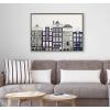 imageKate and Laurel Sylvie Townhouses Framed Canvas Wall Art by Caroline Mint 23x33 Gray Beautiful Urban Wall Decor