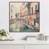 imageKate and Laurel Wandering The Streets of Venice Framed Canvas Wall Art by Laura Evans 30 x 30 Sylvie Beaded Dark Gold Vintage Architecture Cityscapes Landscapes Art for Wall Decor Living Room