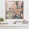 imageKate and Laurel Wandering The Streets of Venice Framed Canvas Wall Art by Laura Evans 30 x 30 Sylvie Beaded Rustic Natural Vintage Architecture Cityscape Art for Wall Decor Living Room