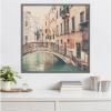 imageKate and Laurel Wandering The Streets of Venice Framed Canvas Wall Art by Laura Evans 30 x 30 Sylvie Greywash Vintage Architecture Cityscapes Landscapes Art for Wall Decor Living Room Bedroom
