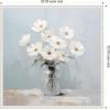 imageKate and Laurel White Daisies in a Jar on French Cottage Blue Framed Canvas Wall Art by The Creative Bunch Studio 22 x 22 Sylvie Beaded White Transitional Still Life Flowers Art for Wall Decor