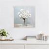 imageKate and Laurel White Daisies in a Jar on French Cottage Blue Framed Canvas Wall Art by The Creative Bunch Studio 22 x 22 Sylvie Beaded White Transitional Still Life Flowers Art for Wall Decor