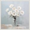 imageKate and Laurel White Daisies in a Jar on French Cottage Blue Framed Canvas Wall Art by The Creative Bunch Studio 22 x 22 Sylvie Beaded White Transitional Still Life Flowers Art for Wall Decor