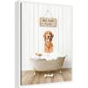 imageKate and Laurel Amber Retriever in Farmhouse Hot Bath Framed Canvas Wall Art by Amy Peterson 18 x 24 Sylvie White Whimsical Animals Humor Art for Wall Decor Living Room Bedroom