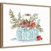 imageKate and Laurel Blue Woven With Florals Basket Framed Canvas Wall Art by Patricia Shaw 24 x 18 Sylvie Beaded Rustic Natural Bohemian Still Life Nature Art for Wall Decor Living Room Bedroom